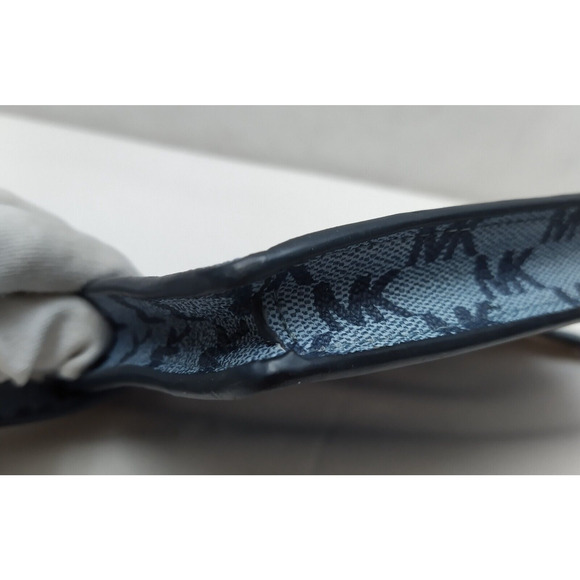 Michael Kors Blue Denim MK Logo Silver Chain Pull Women's Waist Pack Bell Bag - Picture 13 of 16